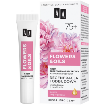 AA FLOWERS & OILS 75+ ANTI-WRINKLE CREAM FOR EYES AND LIPS AREA